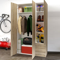 Thumbnail for Light Oak 3 Door 3 Drawer Wardrobe 200cm Tall Modern