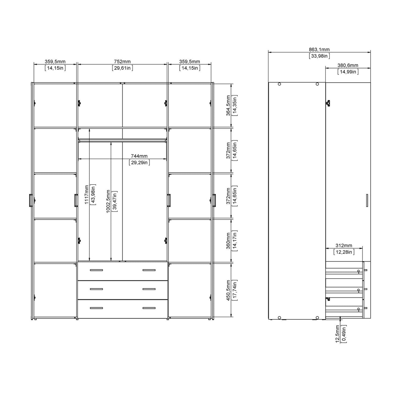 Large White 4 Door Wardrobe