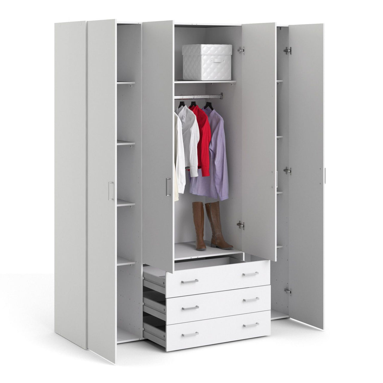 Large White 4 Door Wardrobe