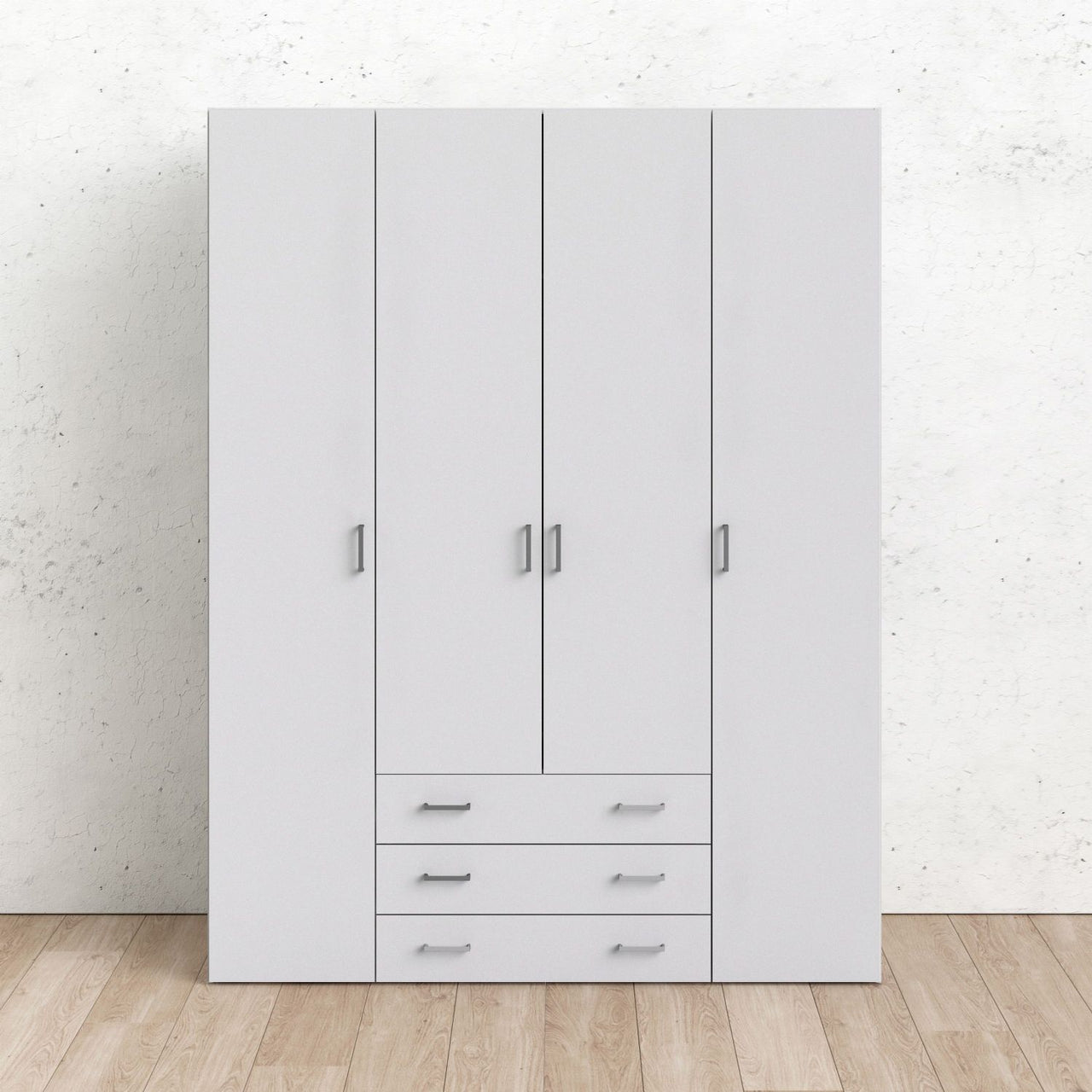 Large White 4 Door Wardrobe