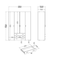 Thumbnail for Large Tall Dark Oak Finish 4 Door and 3 Drawer Wardrobe