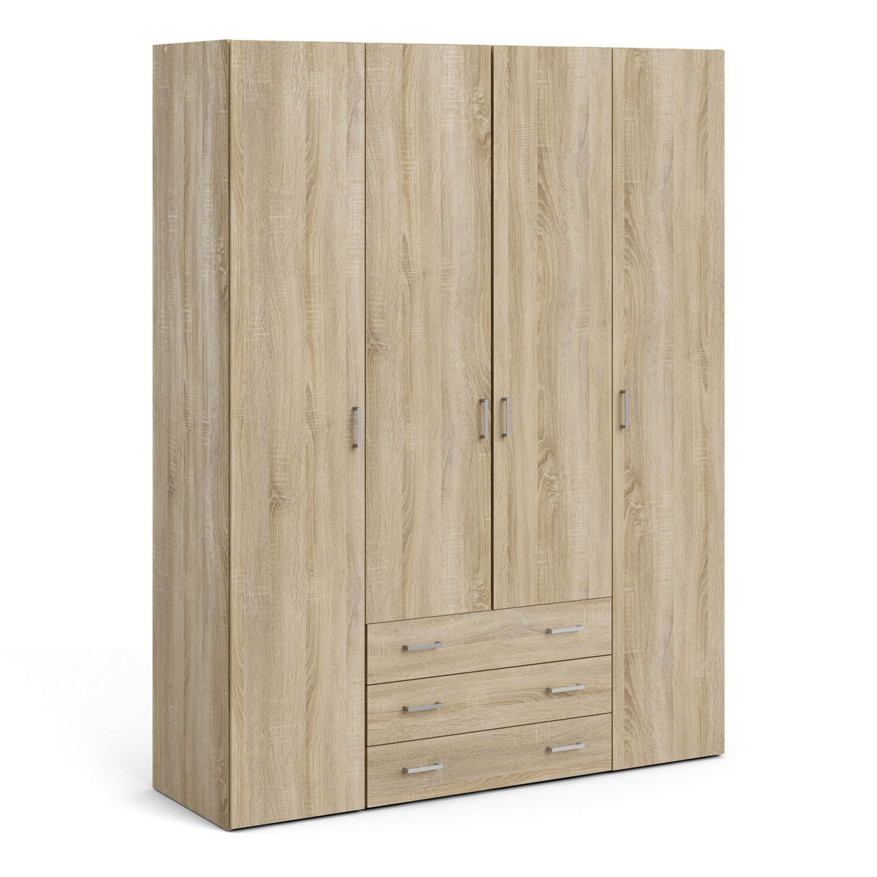 Large Tall Dark Oak Finish 4 Door and 3 Drawer Wardrobe