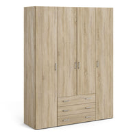 Thumbnail for Large Tall Dark Oak Finish 4 Door and 3 Drawer Wardrobe