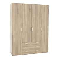 Thumbnail for Large Tall Dark Oak Finish 4 Door and 3 Drawer Wardrobe