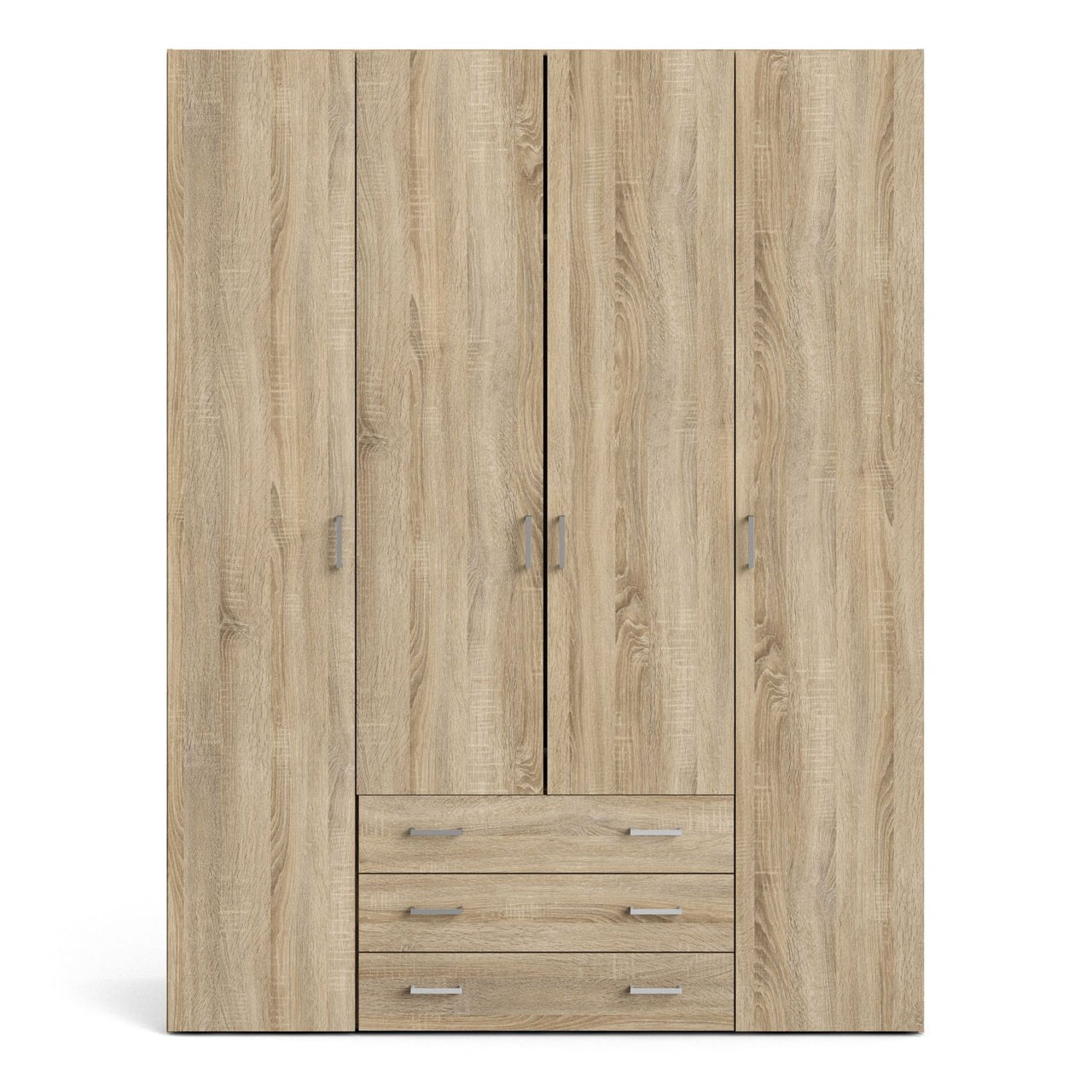 Large Tall Dark Oak Finish 4 Door and 3 Drawer Wardrobe