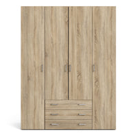 Thumbnail for Large Tall Dark Oak Finish 4 Door and 3 Drawer Wardrobe