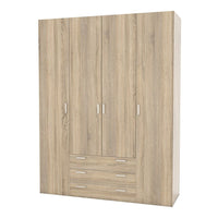 Thumbnail for Large Tall Dark Oak Finish 4 Door and 3 Drawer Wardrobe