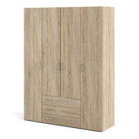 Thumbnail for Large Tall Dark Oak Finish 4 Door and 3 Drawer Wardrobe