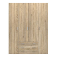 Thumbnail for Large Tall Dark Oak Finish 4 Door and 3 Drawer Wardrobe