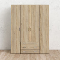 Thumbnail for Large Tall Dark Oak Finish 4 Door and 3 Drawer Wardrobe