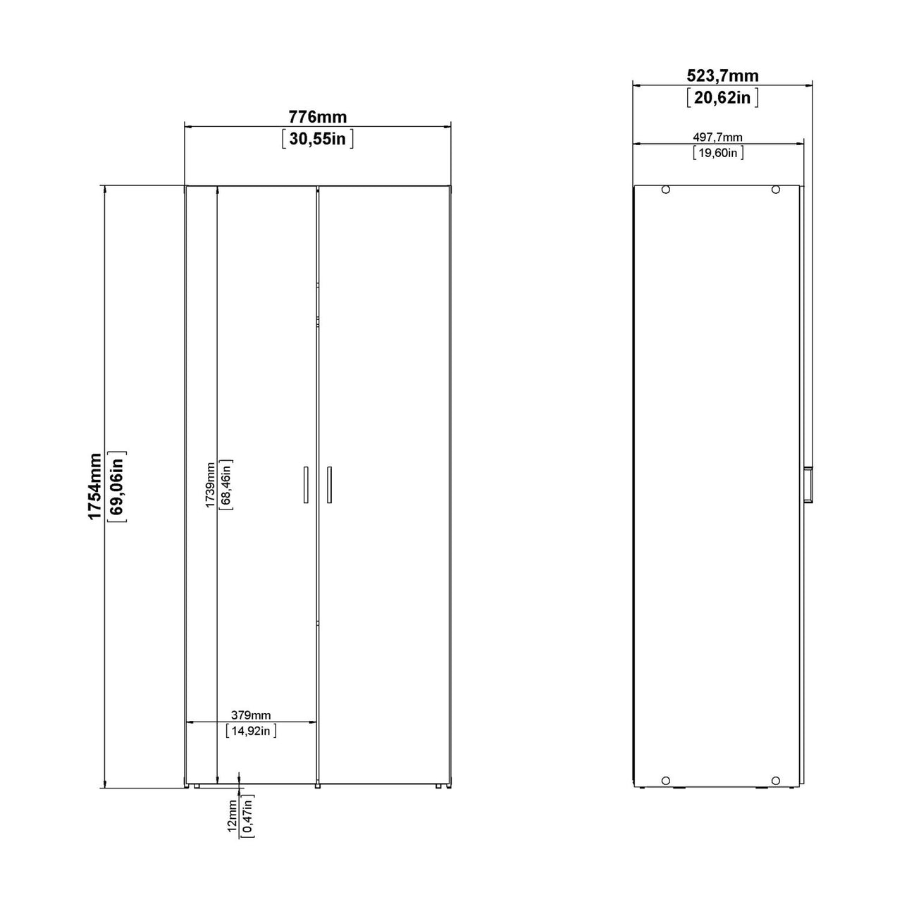 Simple White 2 Door Double Wardrobe