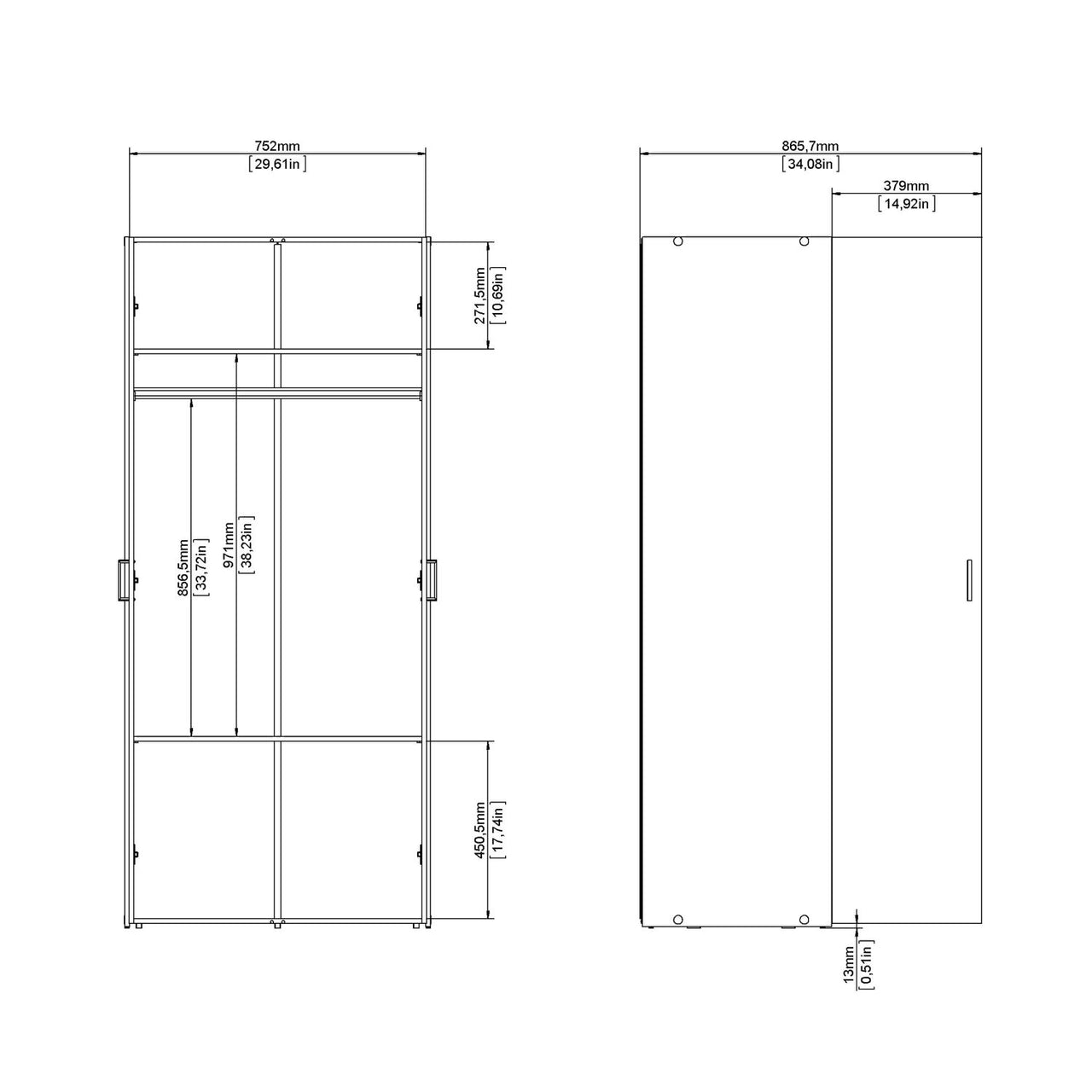 Simple White 2 Door Double Wardrobe