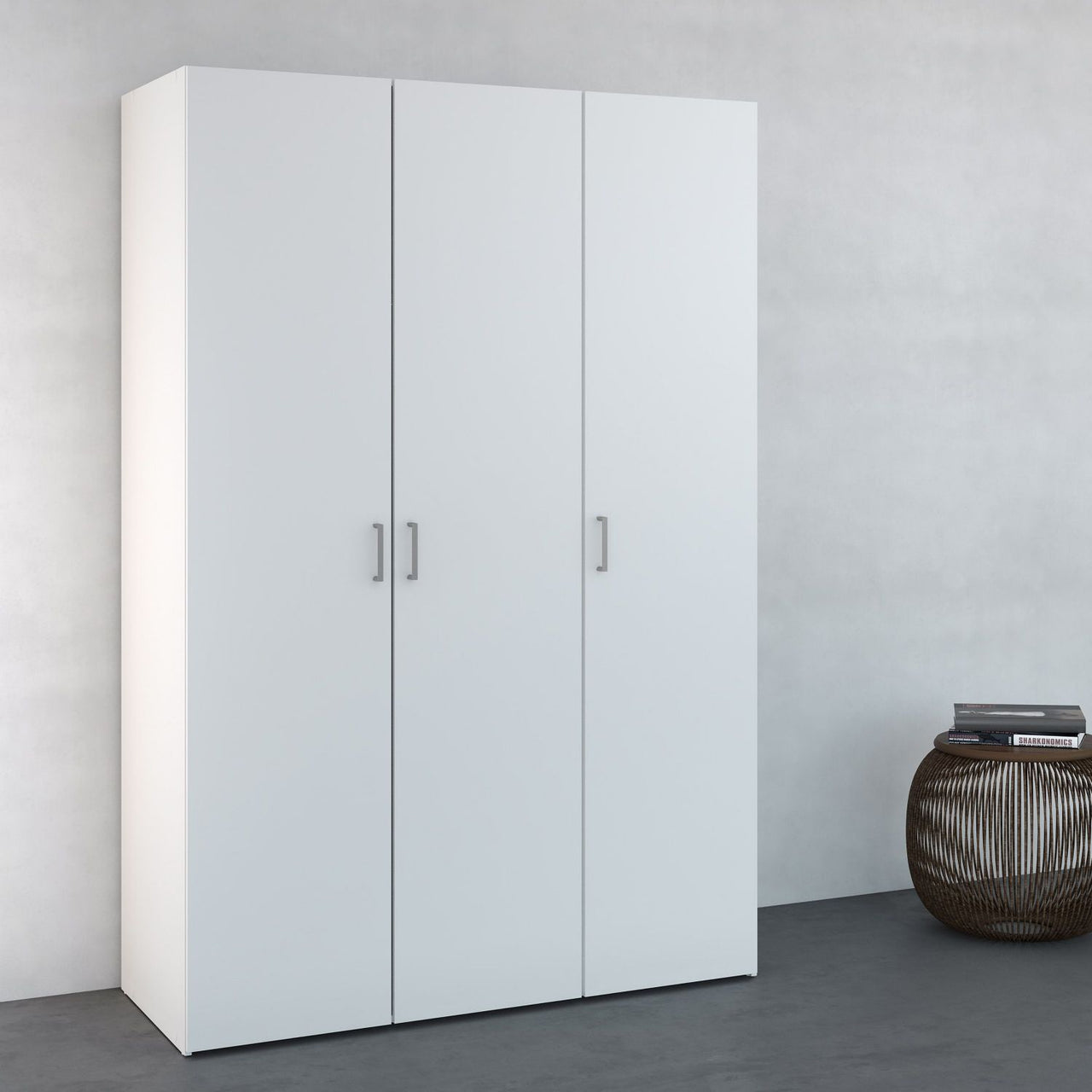 Simple White 3 Door Triple Wardrobe