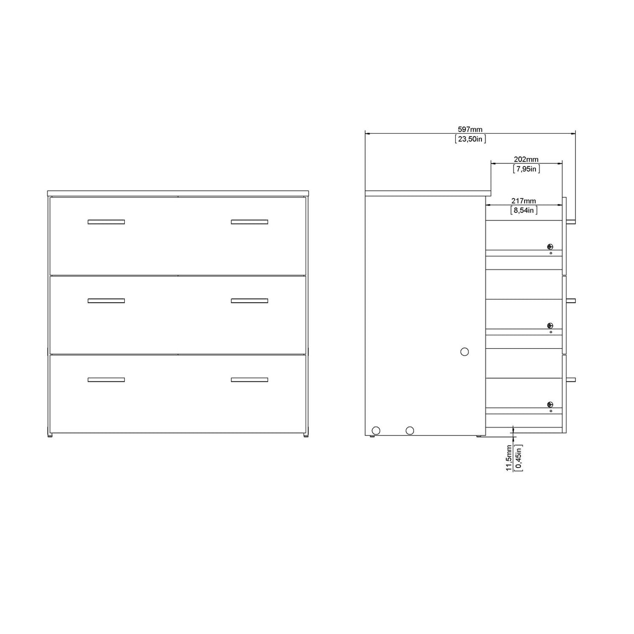 Space Chest of 3 Drawers in Oak