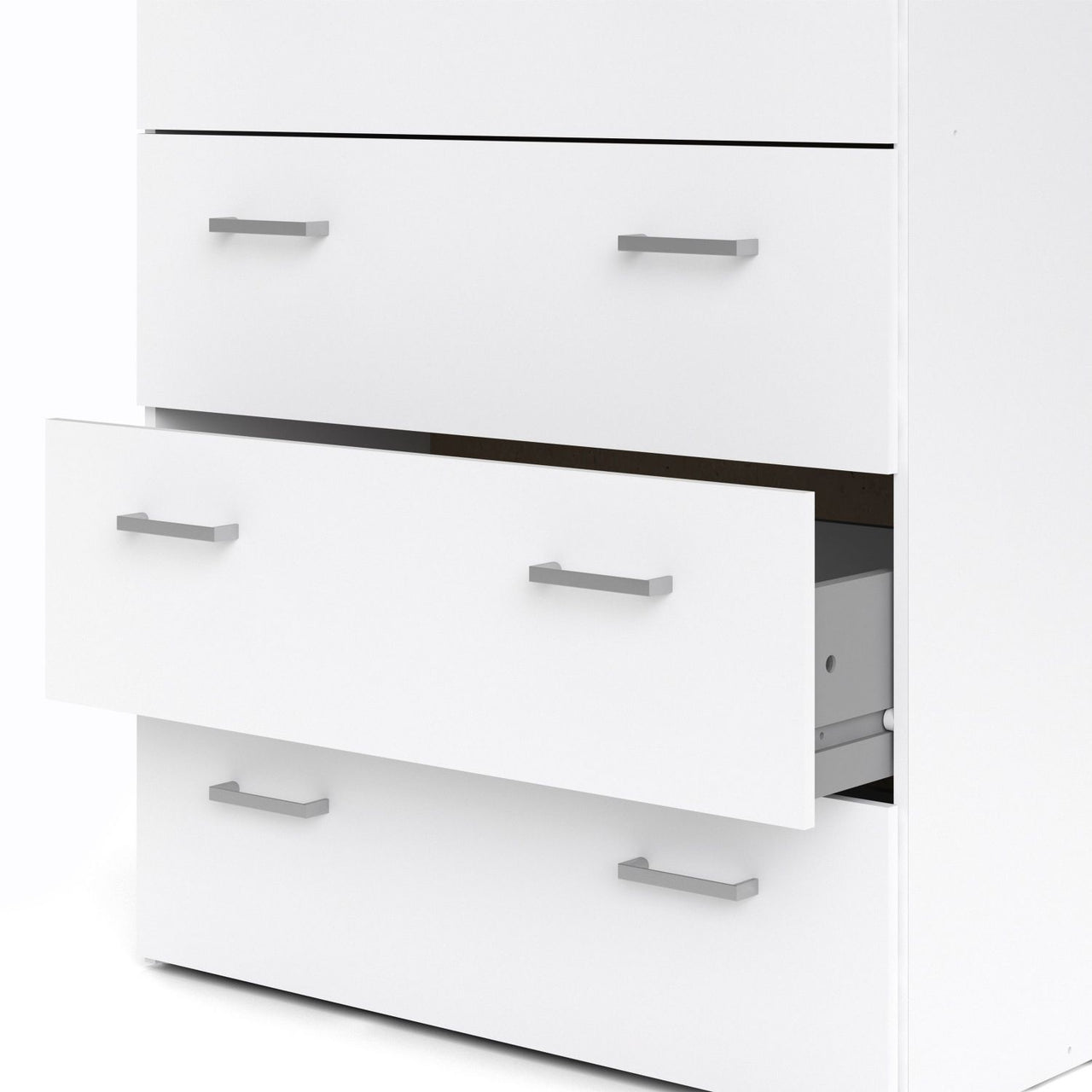 Tall Simple White 5 Drawer Chest