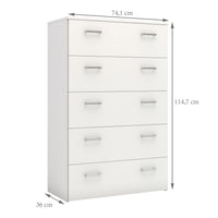 Thumbnail for Tall Simple White 5 Drawer Chest