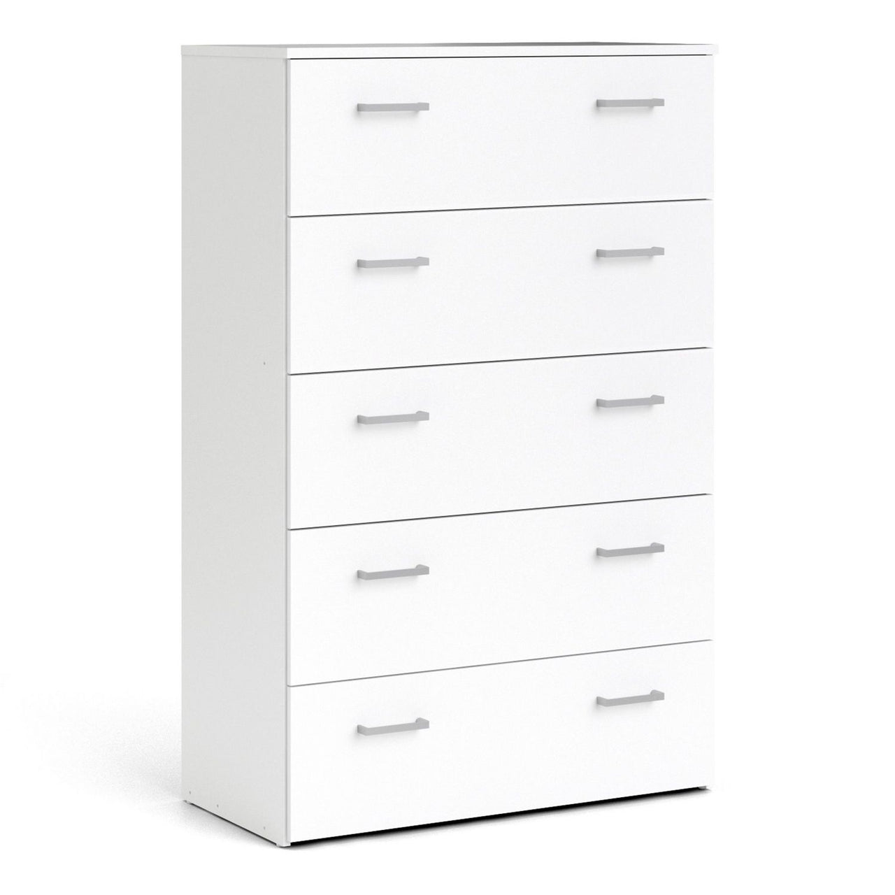 Tall Simple White 5 Drawer Chest