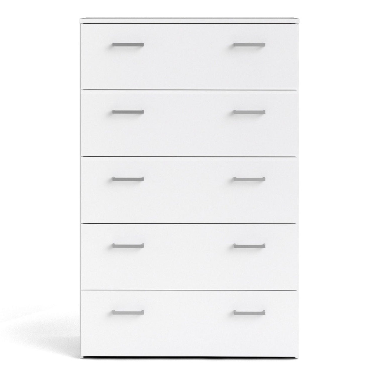 Tall Simple White 5 Drawer Chest