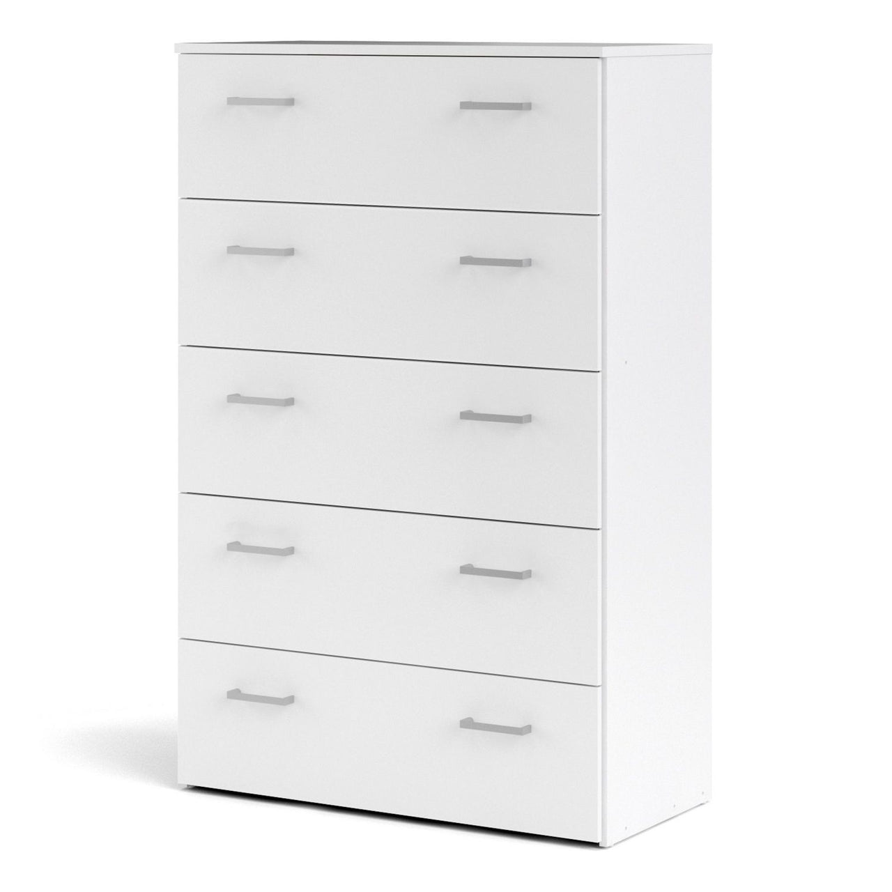 Tall Simple White 5 Drawer Chest