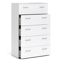 Thumbnail for Tall Simple White 5 Drawer Chest