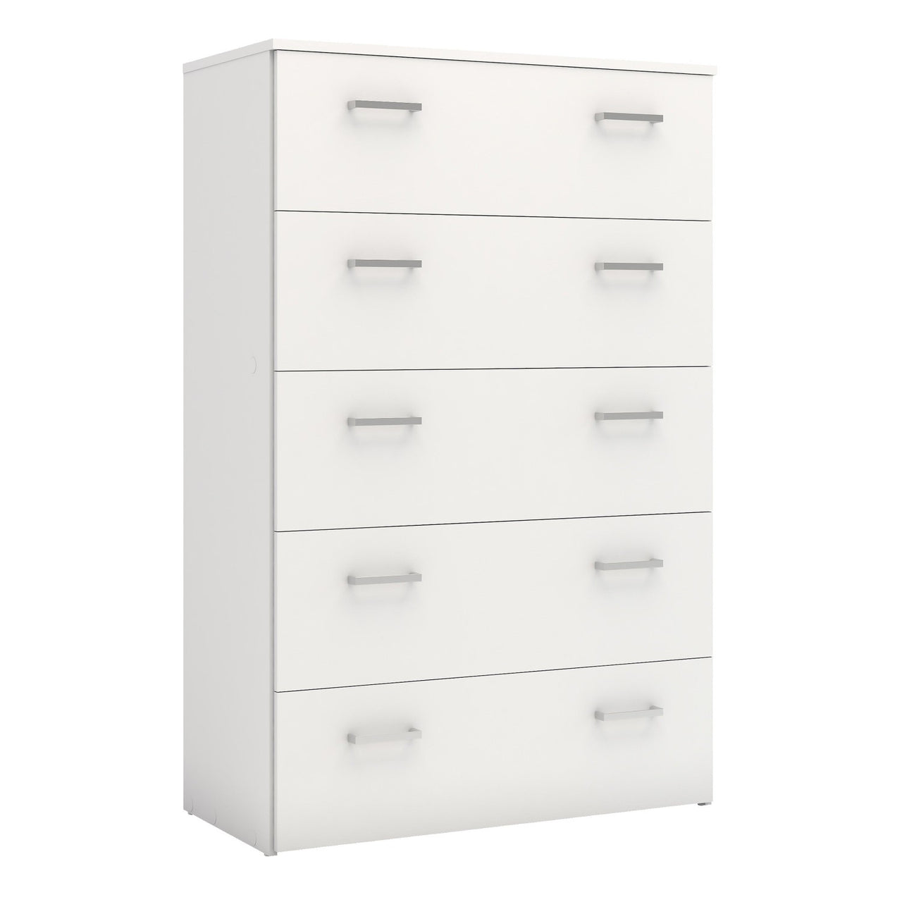 Tall Simple White 5 Drawer Chest