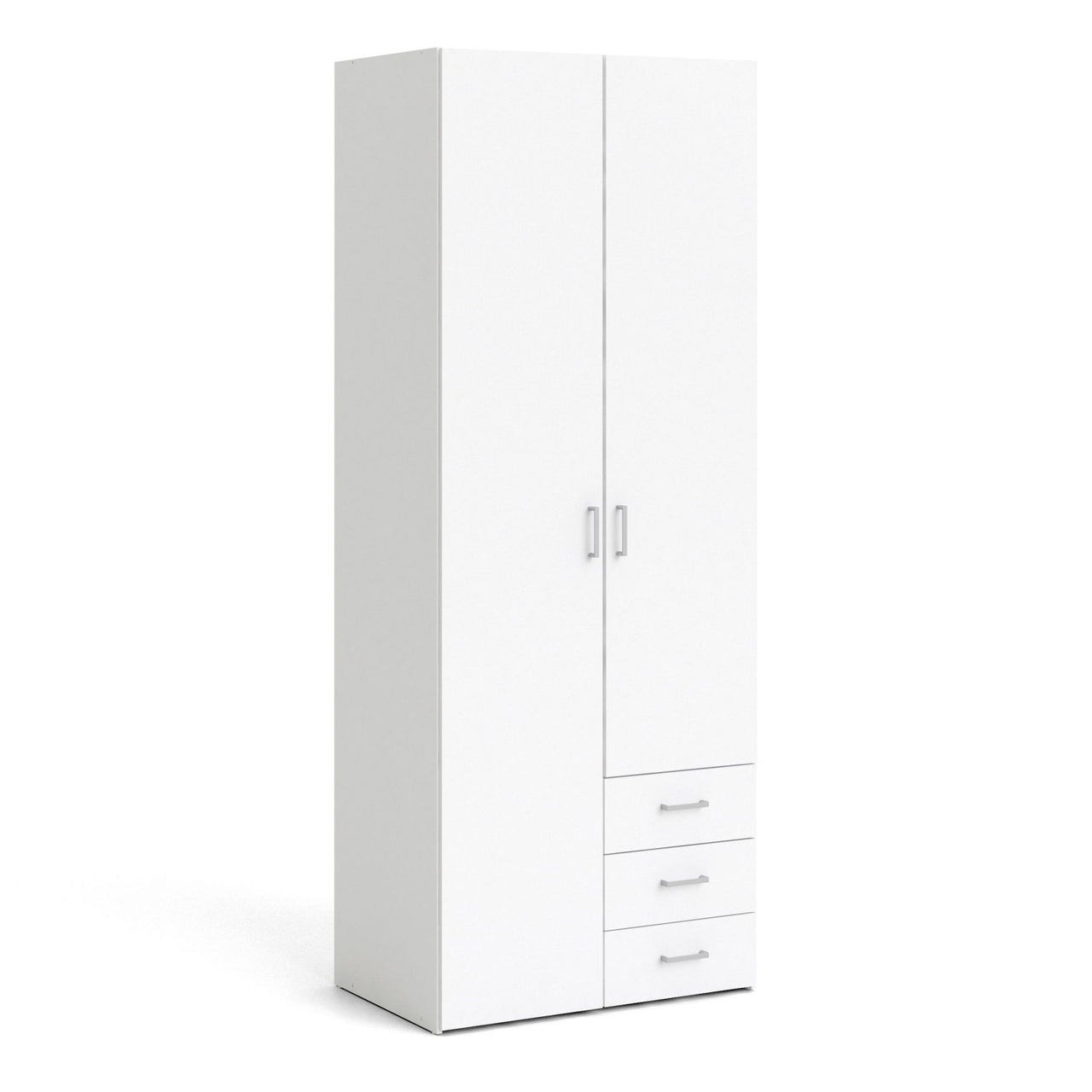 Traditional Slim White Double Wardrobe