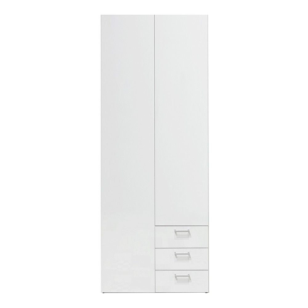 Traditional Slim White Double Wardrobe