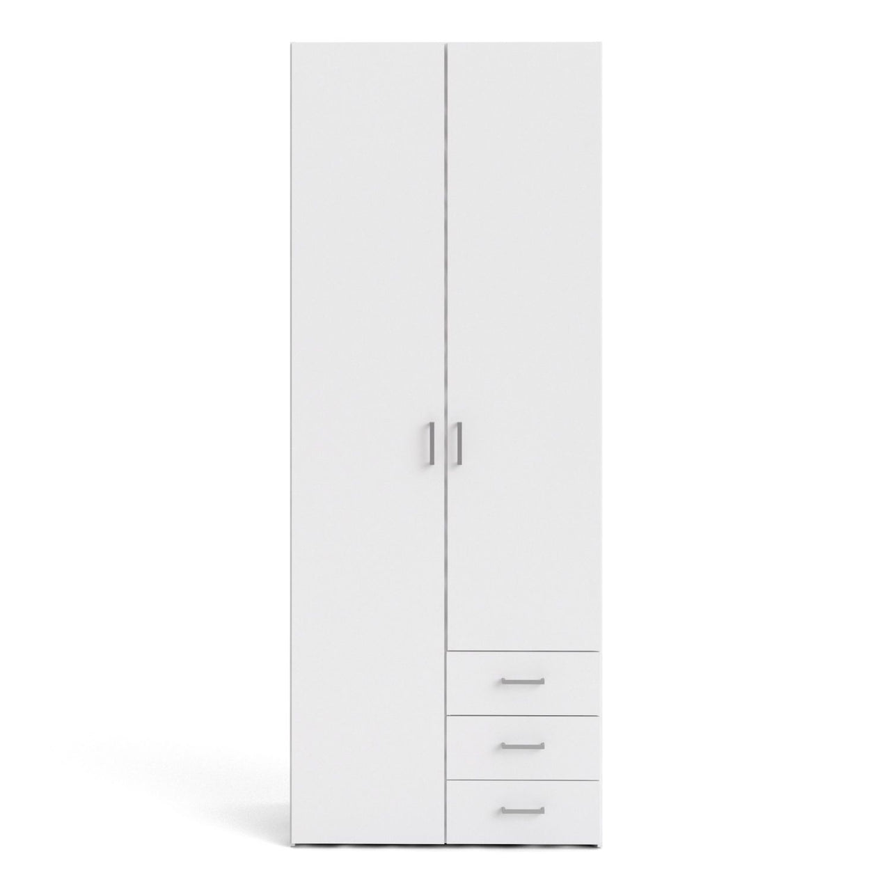 Traditional Slim White Double Wardrobe