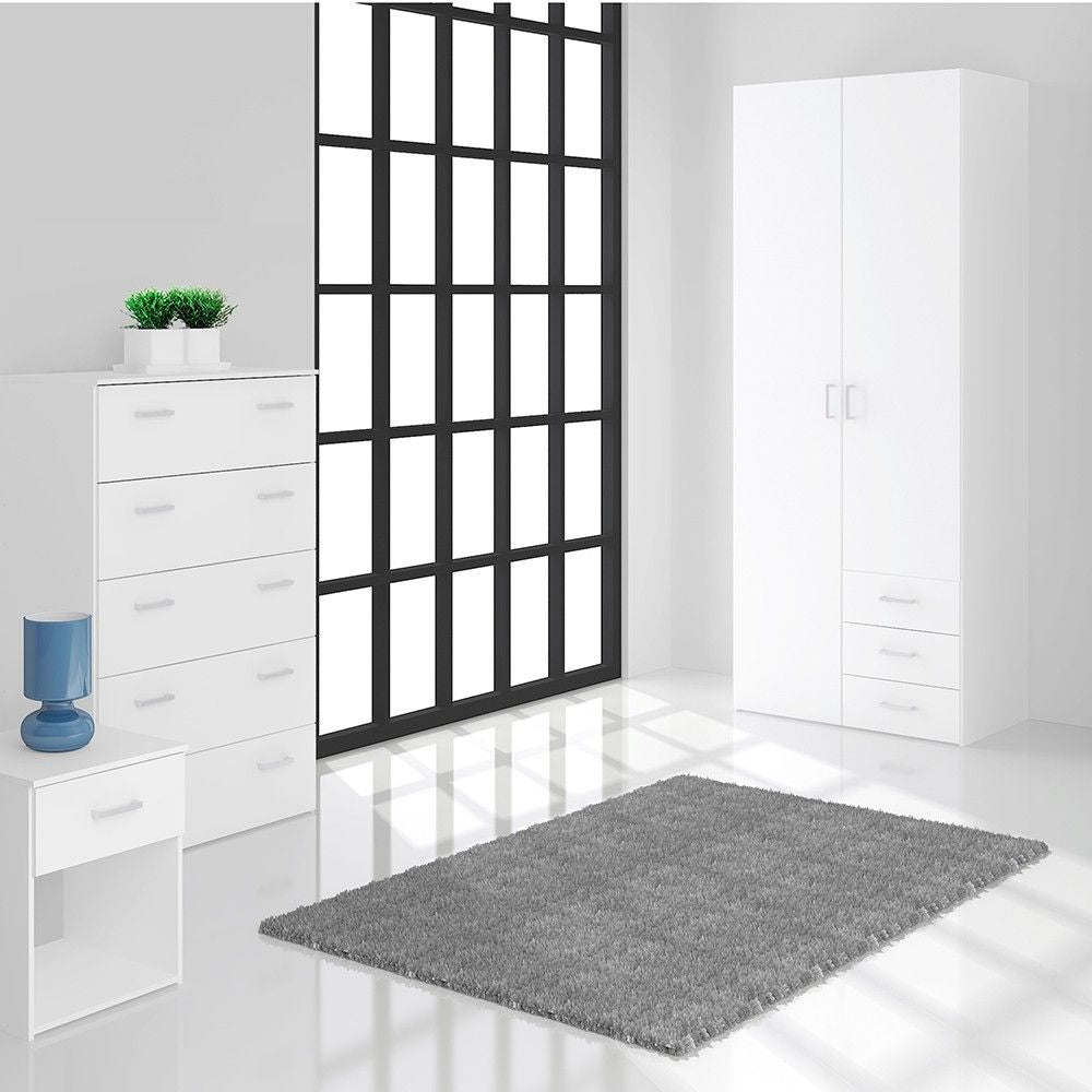 Traditional Slim White Double Wardrobe