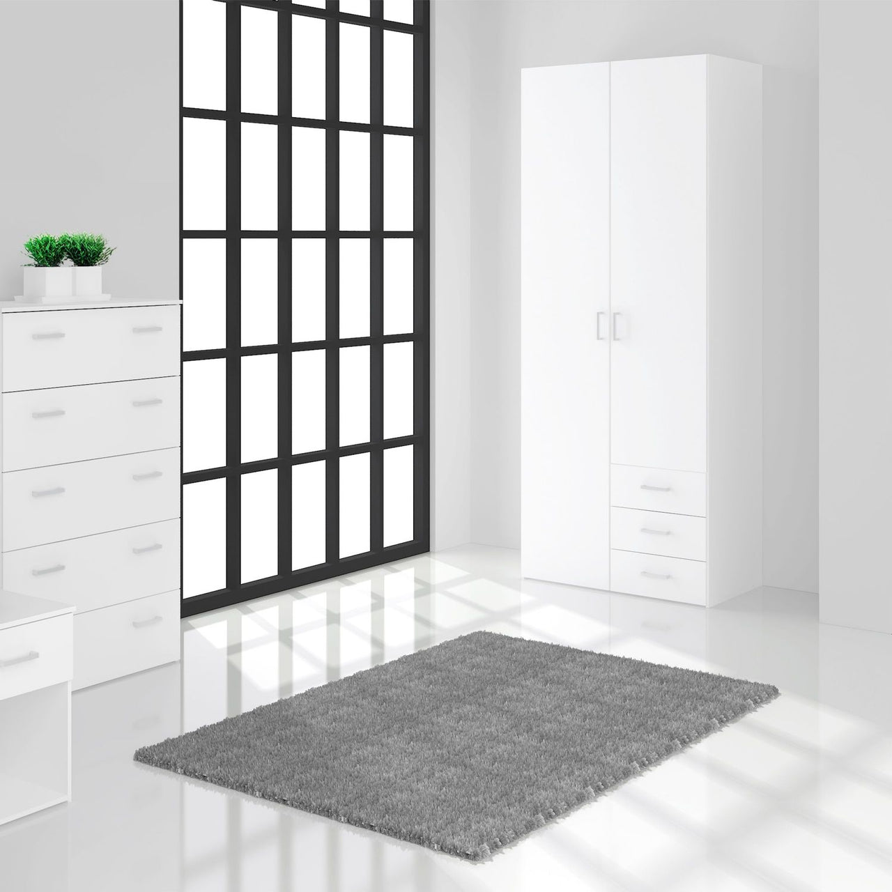 Traditional Slim White Double Wardrobe