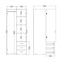 Thumbnail for Tall Slim White 2 Door Double Wardrobe With Metal Handles