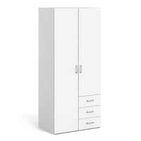 Thumbnail for Tall Slim White 2 Door Double Wardrobe With Metal Handles