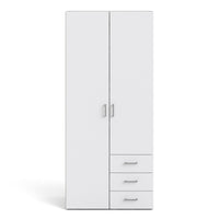 Thumbnail for Tall Slim White 2 Door Double Wardrobe With Metal Handles