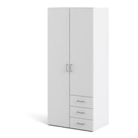 Thumbnail for Tall Slim White 2 Door Double Wardrobe With Metal Handles