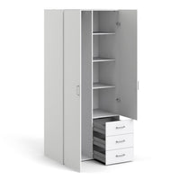 Thumbnail for Tall Slim White 2 Door Double Wardrobe With Metal Handles