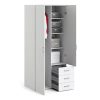 Thumbnail for Tall Slim White 2 Door Double Wardrobe With Metal Handles