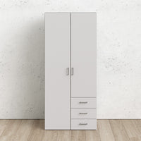 Thumbnail for Tall Slim White 2 Door Double Wardrobe With Metal Handles