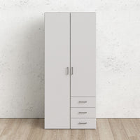 Thumbnail for Tall Slim White 2 Door Double Wardrobe With Metal Handles