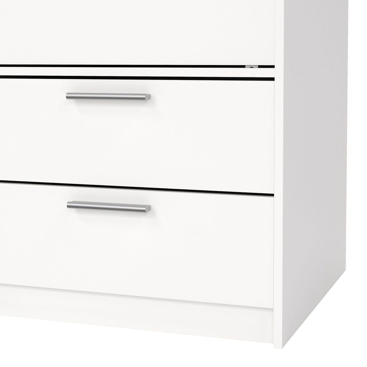 Line Wardrobe with 2 Sliding Doors and 4 Drawers, White