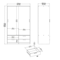 Thumbnail for Line Wardrobe with 2 Sliding Doors and 4 Drawers, White