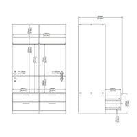 Thumbnail for Line Wardrobe with 2 Sliding Doors and 4 Drawers, White