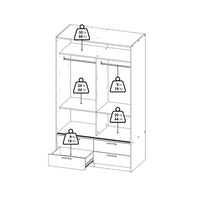 Thumbnail for Line Wardrobe with 2 Sliding Doors and 4 Drawers, White