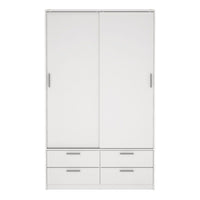 Thumbnail for Line Wardrobe with 2 Sliding Doors and 4 Drawers, White