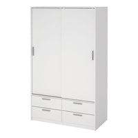 Thumbnail for Line Wardrobe with 2 Sliding Doors and 4 Drawers, White