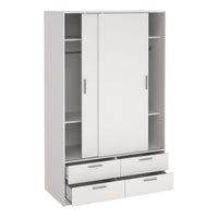 Thumbnail for Line Wardrobe with 2 Sliding Doors and 4 Drawers, White