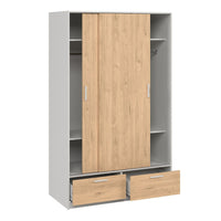 Thumbnail for Line Wardrobe with 2 Doors 2 Drawers in White and Jackson Hickory Oak