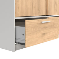 Thumbnail for Line Wardrobe with 2 Doors 2 Drawers in White and Jackson Hickory Oak