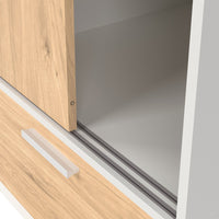 Thumbnail for Line Wardrobe with 2 Doors 2 Drawers in White and Jackson Hickory Oak