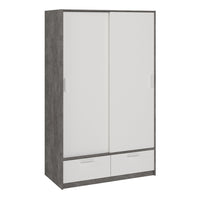 Thumbnail for Line Wardrobe with 2 Doors + 2 Drawers in White and Concrete