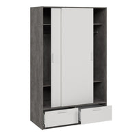 Thumbnail for Line Wardrobe with 2 Doors + 2 Drawers in White and Concrete